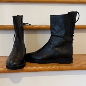 Elegant Black Lace-Up Women's Boots